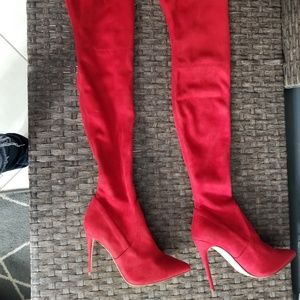 Steve madden red knee high boots
